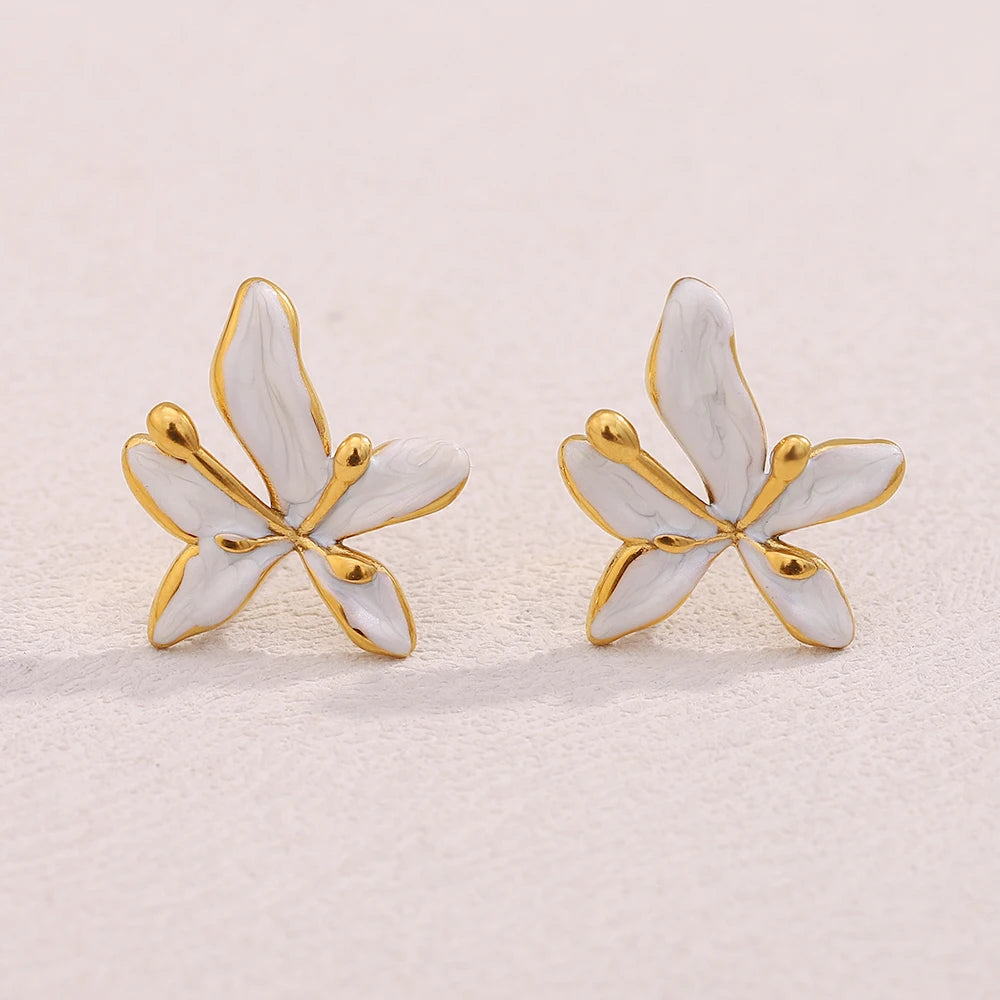 Gold & Pearl Flower Studs — supplier angle 1