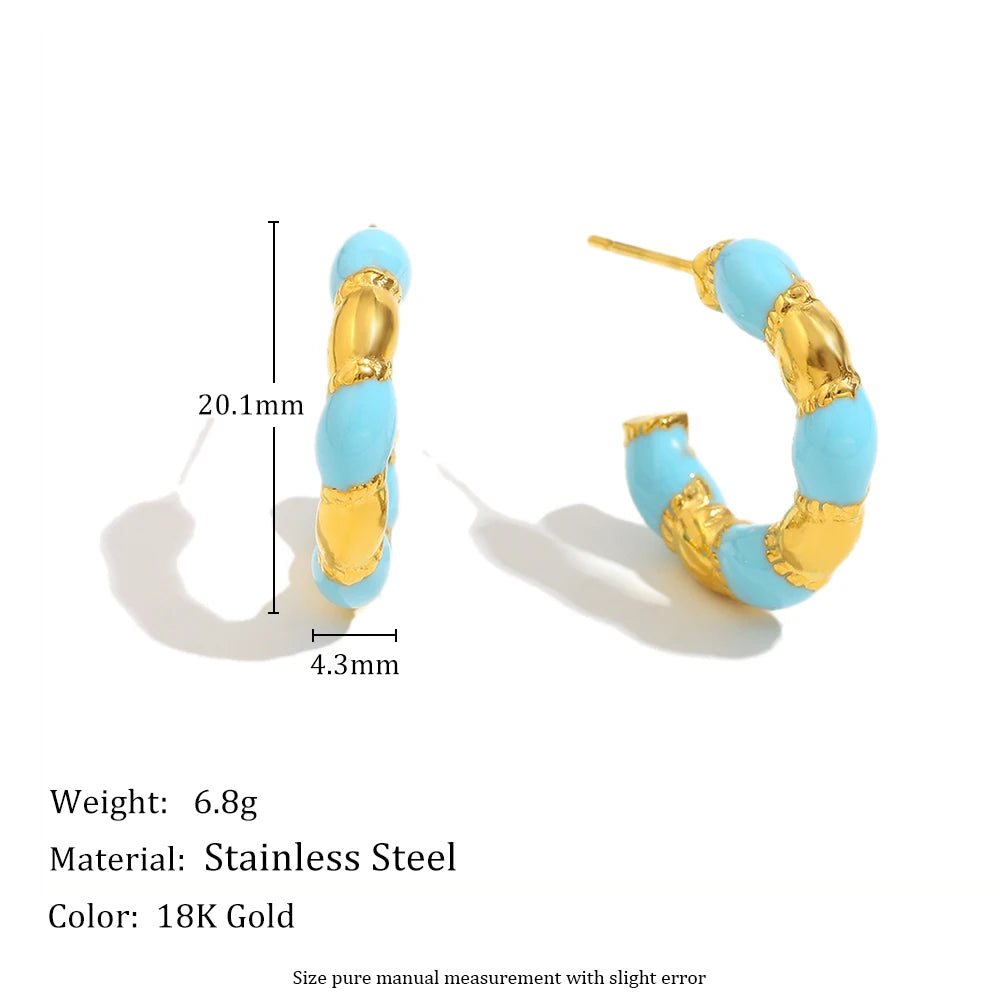 Turquoise & Gold Chunky Hoops — dimensions