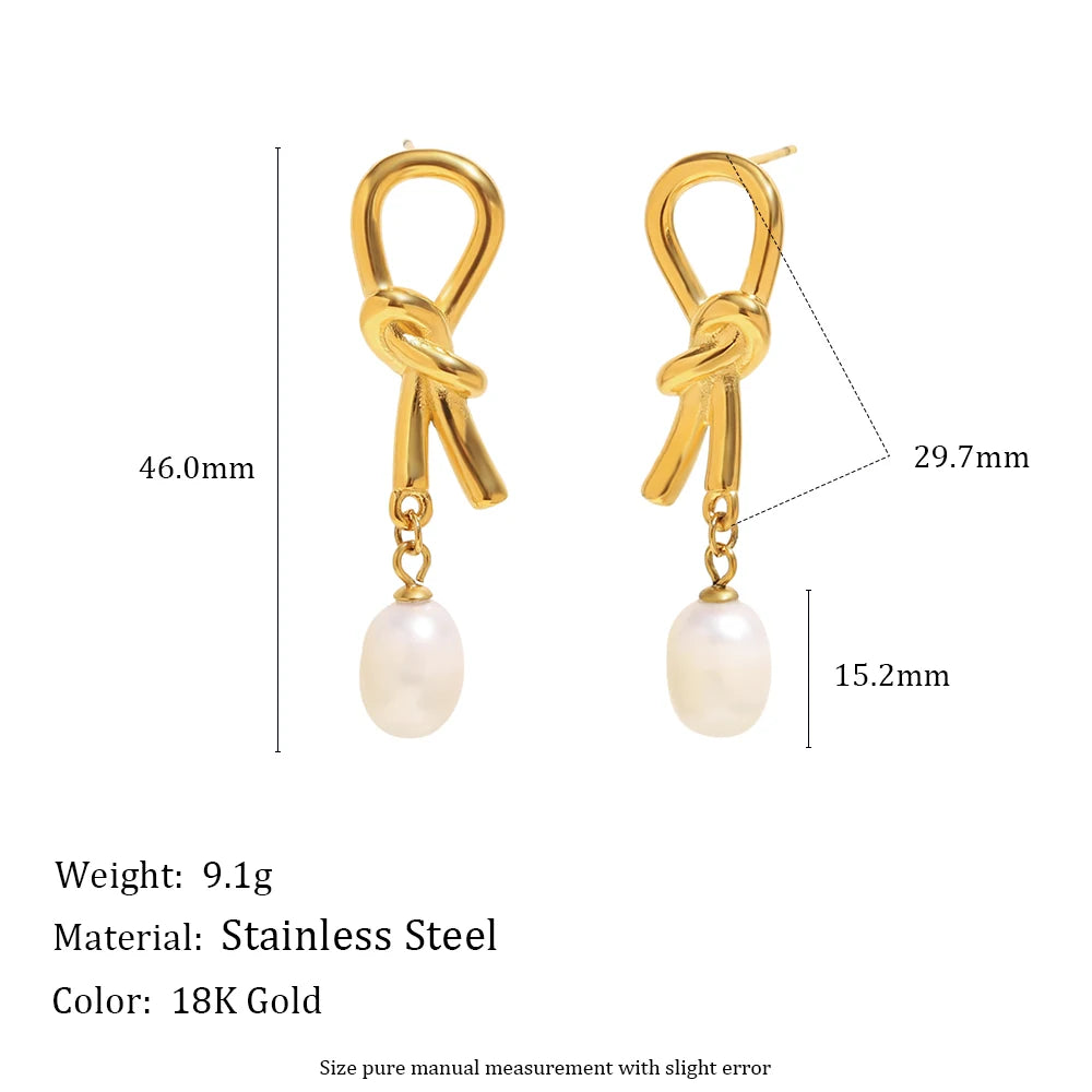 Knotted Pearl Drop Earrings — dimensions
