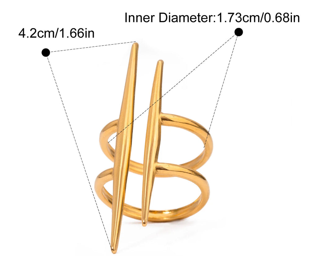 Pin & Scroll Open Ring with dimensions