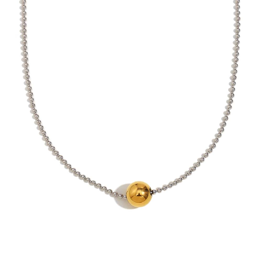 Silver Bead Charm Necklace   <br> ⭐⭐⭐⭐⭐(144)