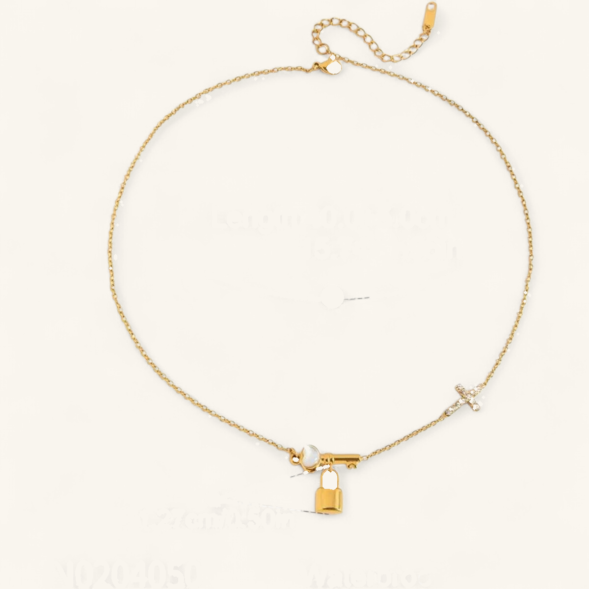 Shell Key & Lock Necklace — clean studio packshot