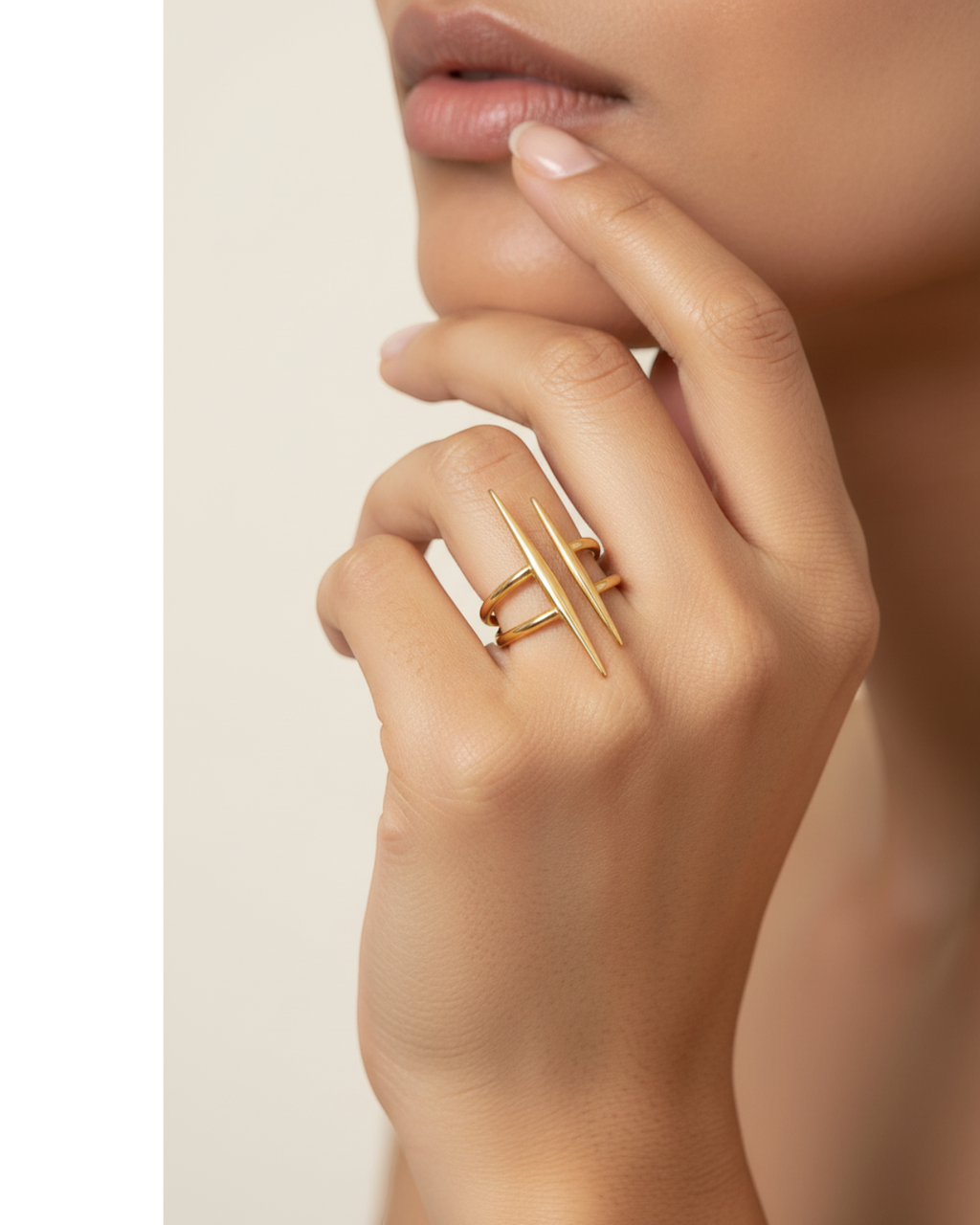 Gold Open Ring worn — model shot