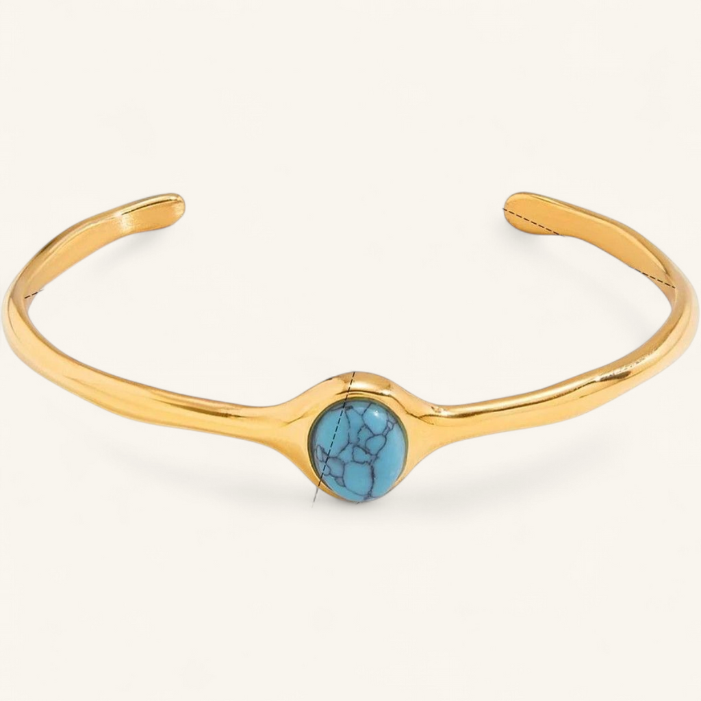 Gold bangle with turquoise stone — clean studio packshot