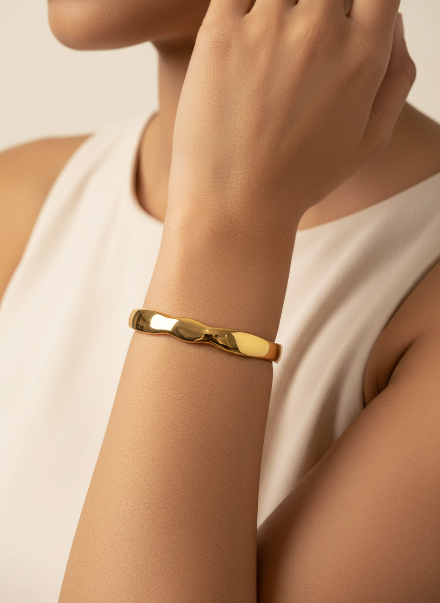 Tidal Wave Cuff worn on wrist — Kriaza