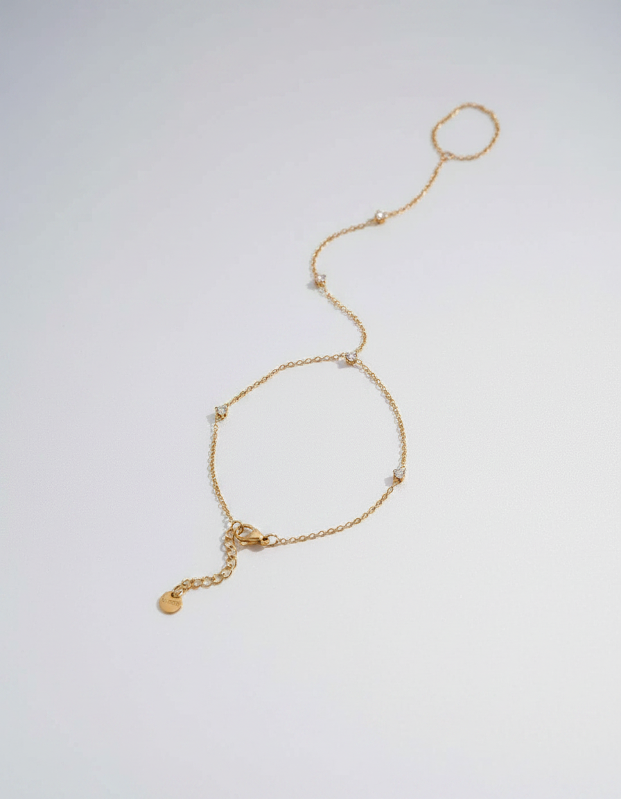 Constellation Zircon Hand Chain — 18K gold plated hand chain with zircons