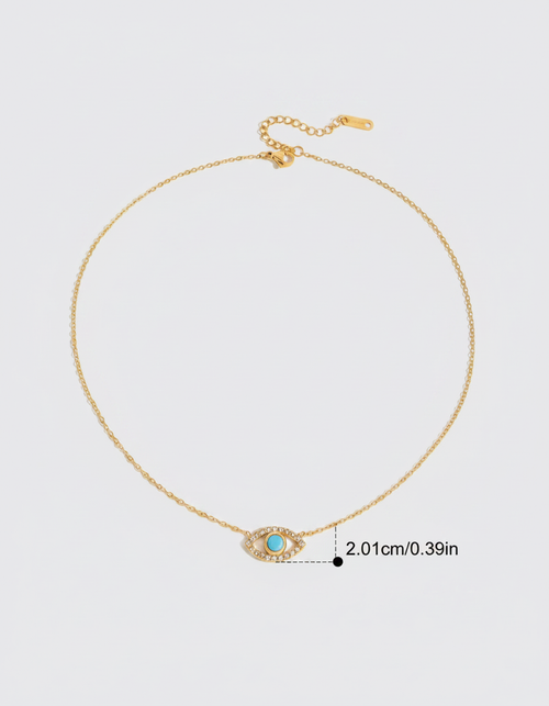 Azure Evil Eye Halo Necklace — turquoise evil eye pendant with zircon halo