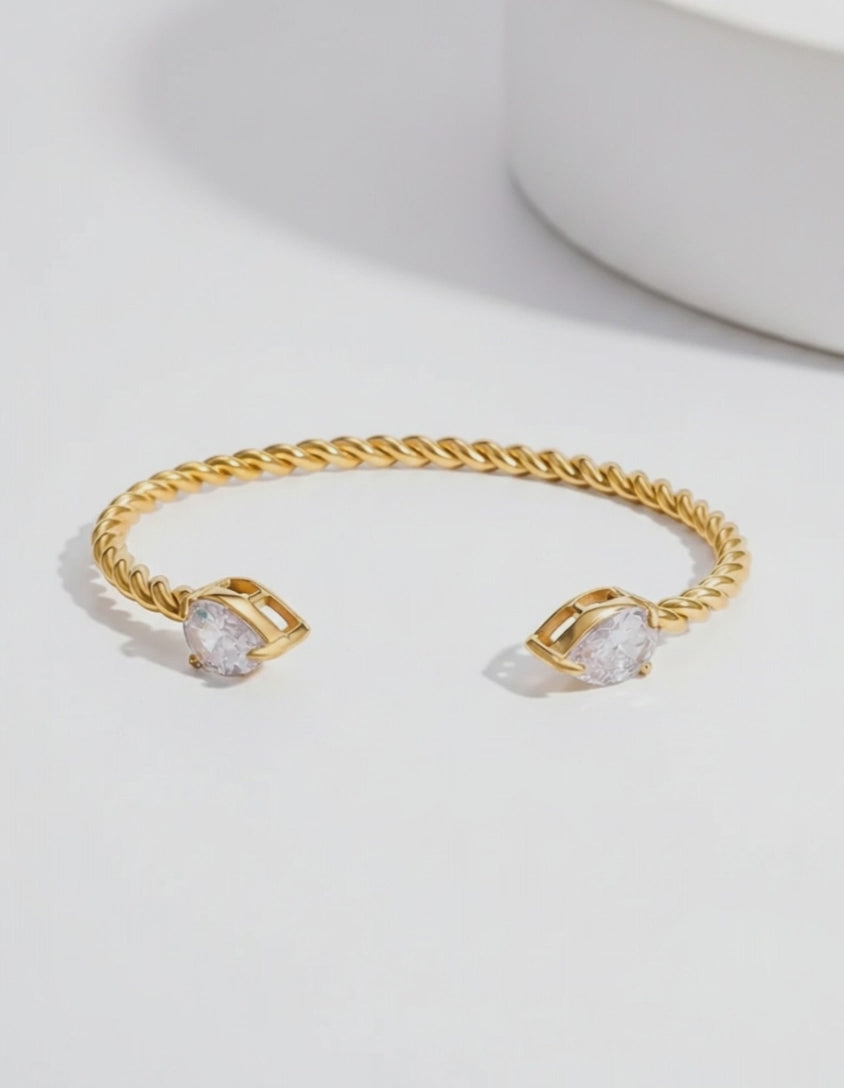 Twisted Rope Zircon Cuff 360 view