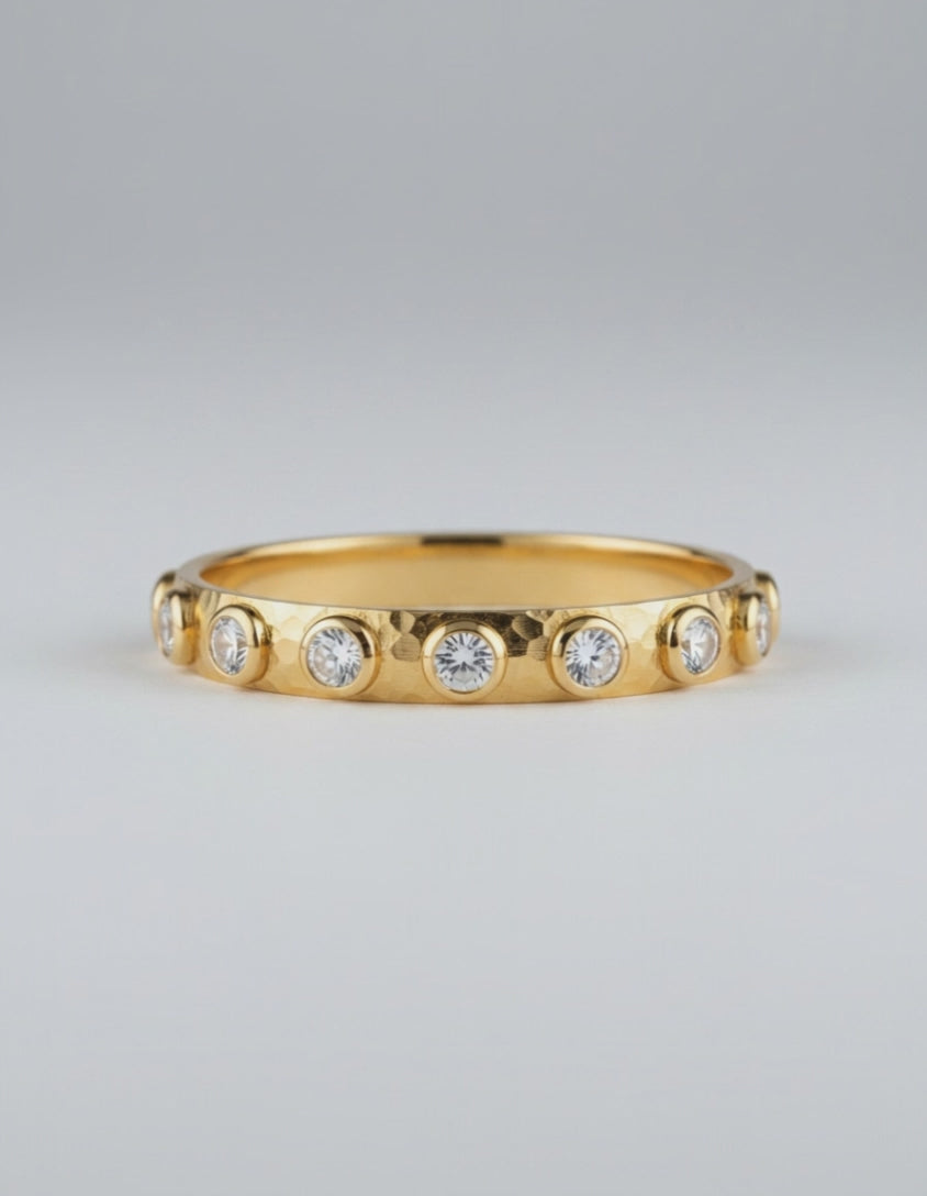 Hammered Halo Zircon Bangle 360 view