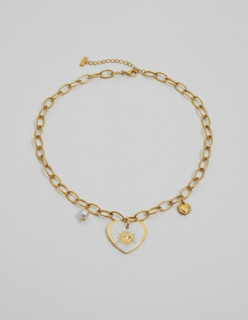 Guardian Heart Enamel Necklace 360 view